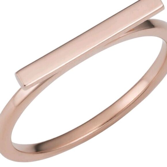Rose Gold Bar Ring and Earrings - Picture 2 of 8